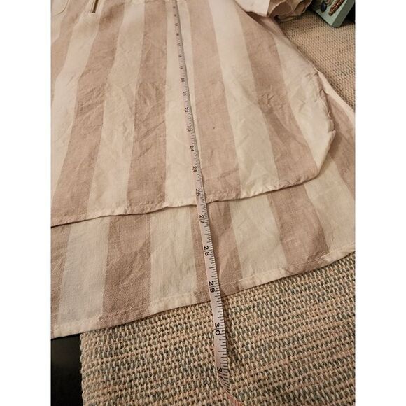 Ellen Tracy linen striped roll sleeve blouse - Picture 9 of 11